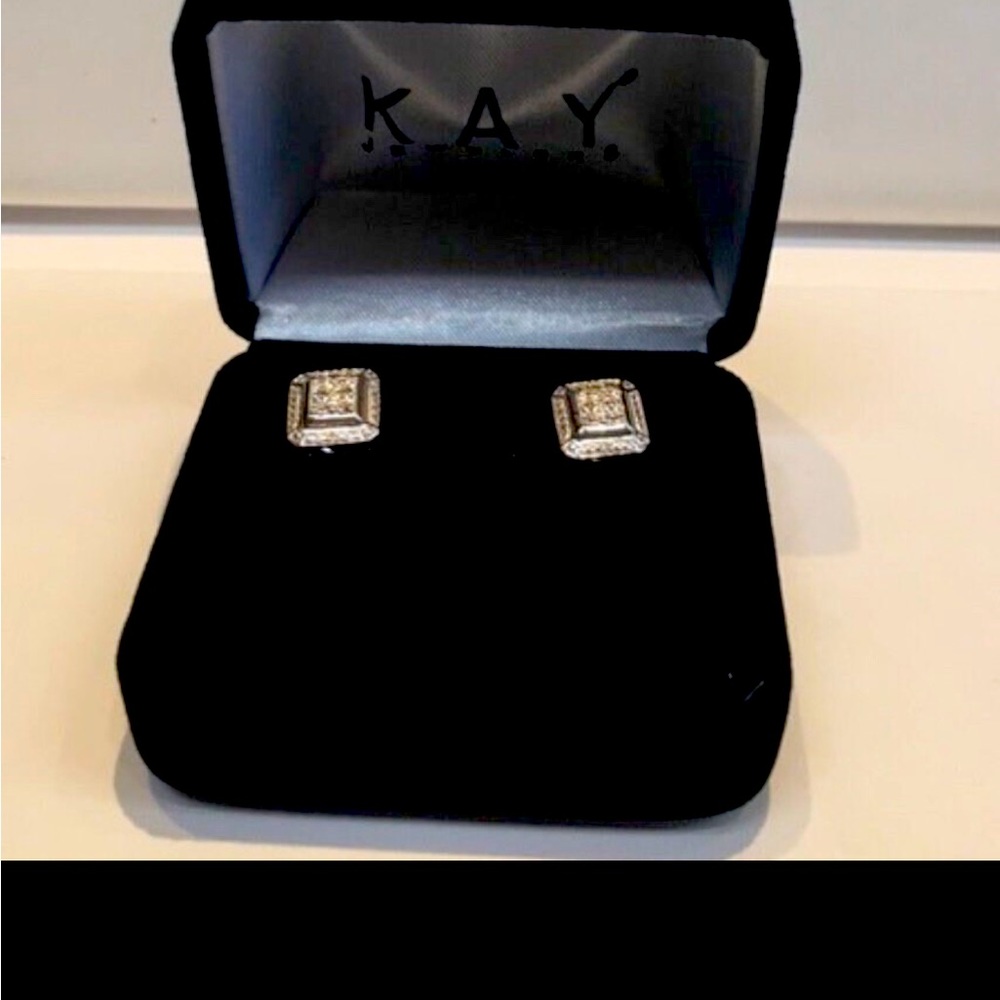 Kay Sterling Silver Diamond Encrusted Engagement Earrings